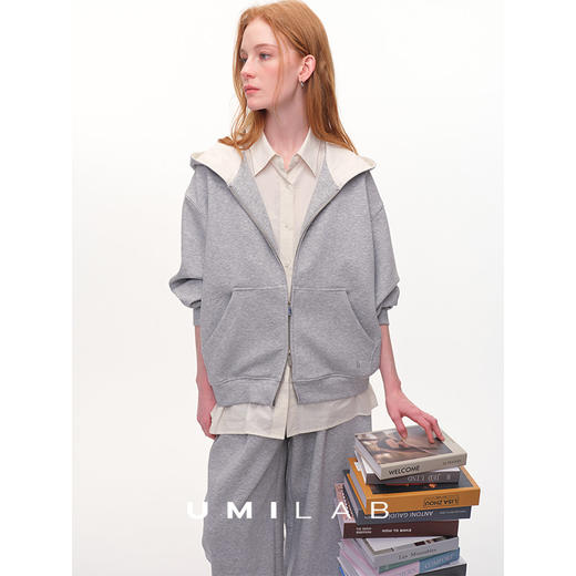 UMILAB｜戴高乐*机场套 原创假两件衬衫+卫衣廓形logo外套C1018V 商品图1