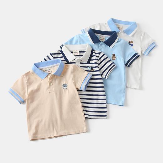 【亲肤透气❗耐磨耐脏】男童短袖T恤2026春夏装新款儿童短袖翻领polo衫宝宝卡通绣上衣。xa 商品图1