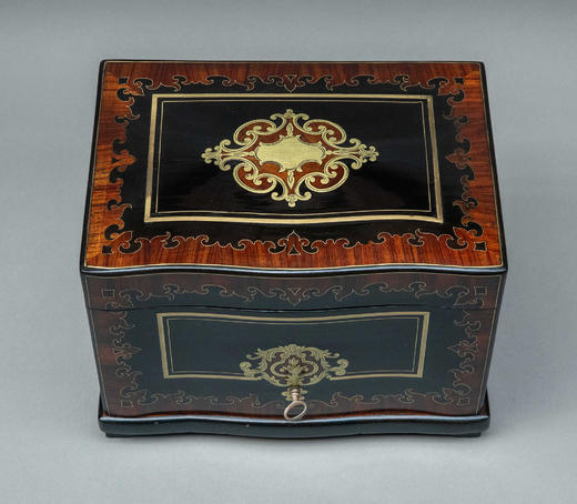 独角鹿西洋古董1850-1870年代法国拿破仑三世时期出品黄铜精雕嵌实木多层雪茄盒 商品图2