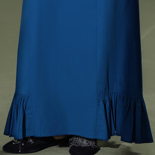 【林栖设计小店】植物染色|手工晴蓝丝棉密褶显瘦2026夏新款花蕾半身裙1962021 商品图2