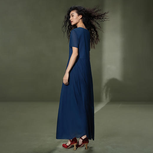 【林栖设计小店】植物染色|手工植物蓝萤虫绞拼花边2026夏新款纯棉连衣裙1962044 商品图7