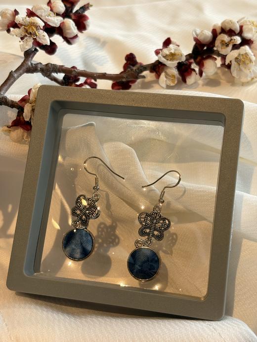 非遗扎染手作耳环草木染民族风布艺耳钉手工肌理耳饰 商品图1