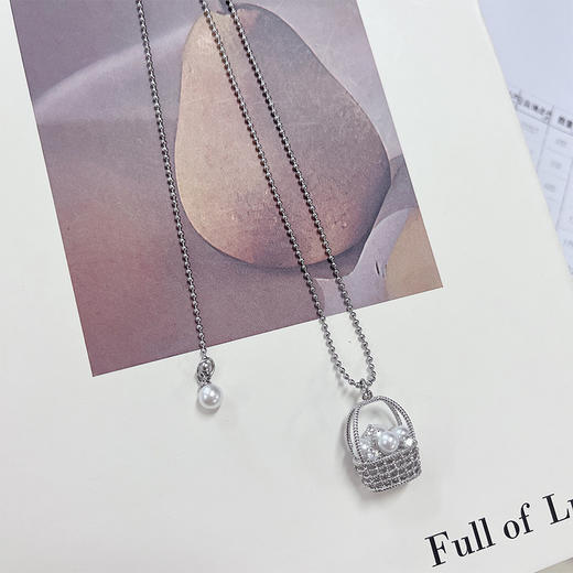 百搭花篮珍珠吊坠项链女款长链-纪念日百货门店同款169699187 商品图1