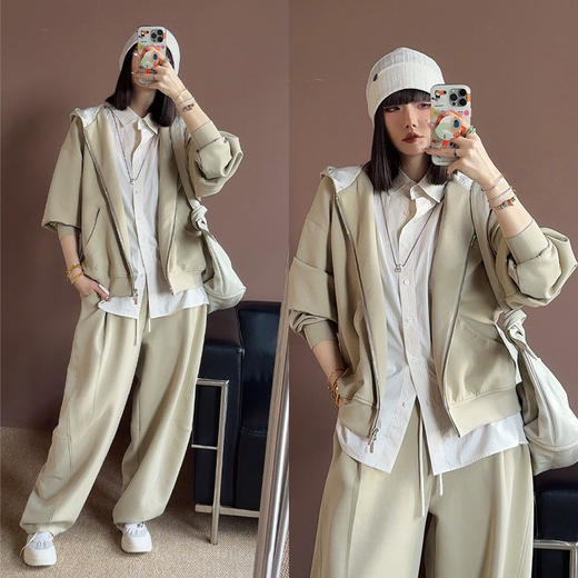 UMILAB｜戴高乐*机场套 原创假两件衬衫+卫衣廓形logo外套C1018V 商品图4