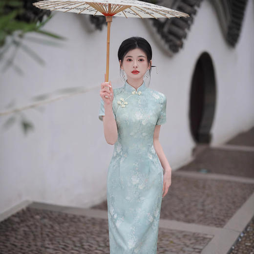 日常修身高腰气质长款，年轻款复古改良旗袍XL1229 商品图1