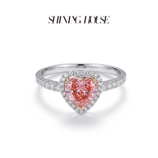 ShiningHouse[培育] 粉钻系列 18k金钻石戒指 心形1克拉钻人工真钻人造钻石K金戒指时尚钻石戒指卓越匠心奢耀臻献【此商品不支持7天无理由退货退款】预计3日发货，ZDR01149S-100 商品图1