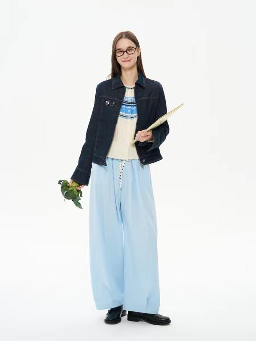 heris/H61107/波点烫钻印花 复古原色牛仔 收腰显瘦双开拉链夹克外 商品图1