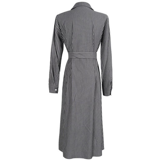 剩M 米思阳2025秋季新款polo领条纹收腰显瘦中长款A字连衣裙0343 商品图1