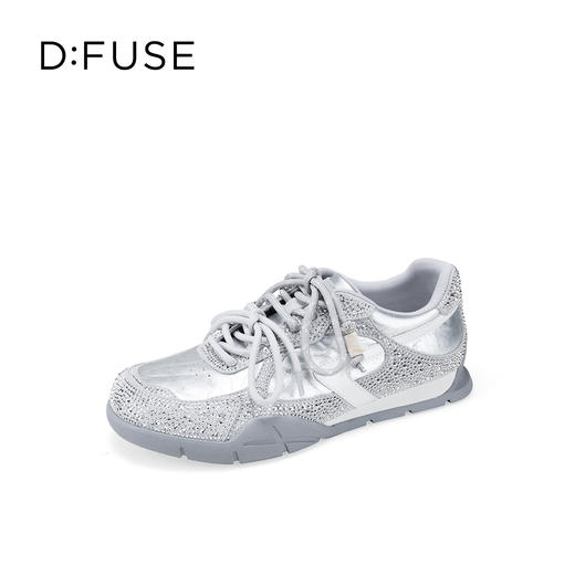 Dfuse迪芙斯2026春季新款皱纹牛皮拼钻双鞋带潮酷运动鞋德训鞋 商品图1
