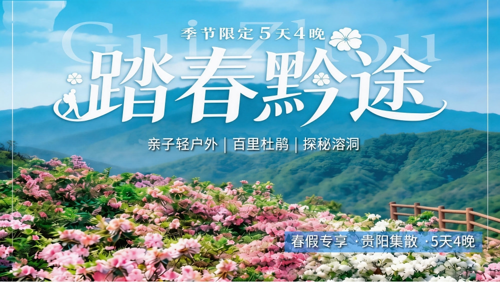 春假4.1-4.5【贵州5天4晚营】去看一年一度“百里杜鹃”盛放！探秘铜鼓荡石林、羊皮洞瀑布，寻龙洞探洞！花季限定、处处是取景框！秘境串联，节奏舒缓，亲子轻徒步，三晚连住不累妈！