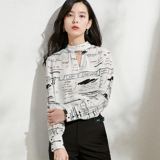 剩S 芳外100%桑蚕丝衬衫8T22AC0206 商品图3