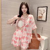 【自带无感Bra❗贴身舒适】新款自带胸垫一体睡衣女士夏季开衫短袖卡通薄款家居服套装。rh 商品缩略图3