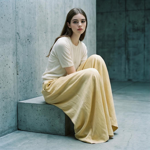 PALUOPO/PL【桑蚕丝混纺】天丝 T 恤女夏季新款宽松显瘦冰感上衣ES250952M 商品图4