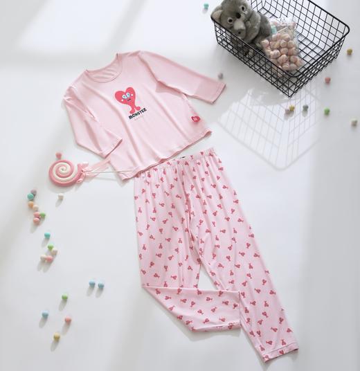 【奇趣怪兽莫代尔】舒雅童装女童中袖长裤家居套装 95%莫代尔5%氨纶3F/26386H 商品图4