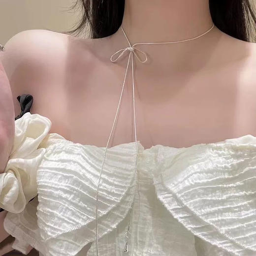 新款百搭甜美简约蝴蝶结项链毛衣链-纪念日百货门店同款 163594229 商品图3