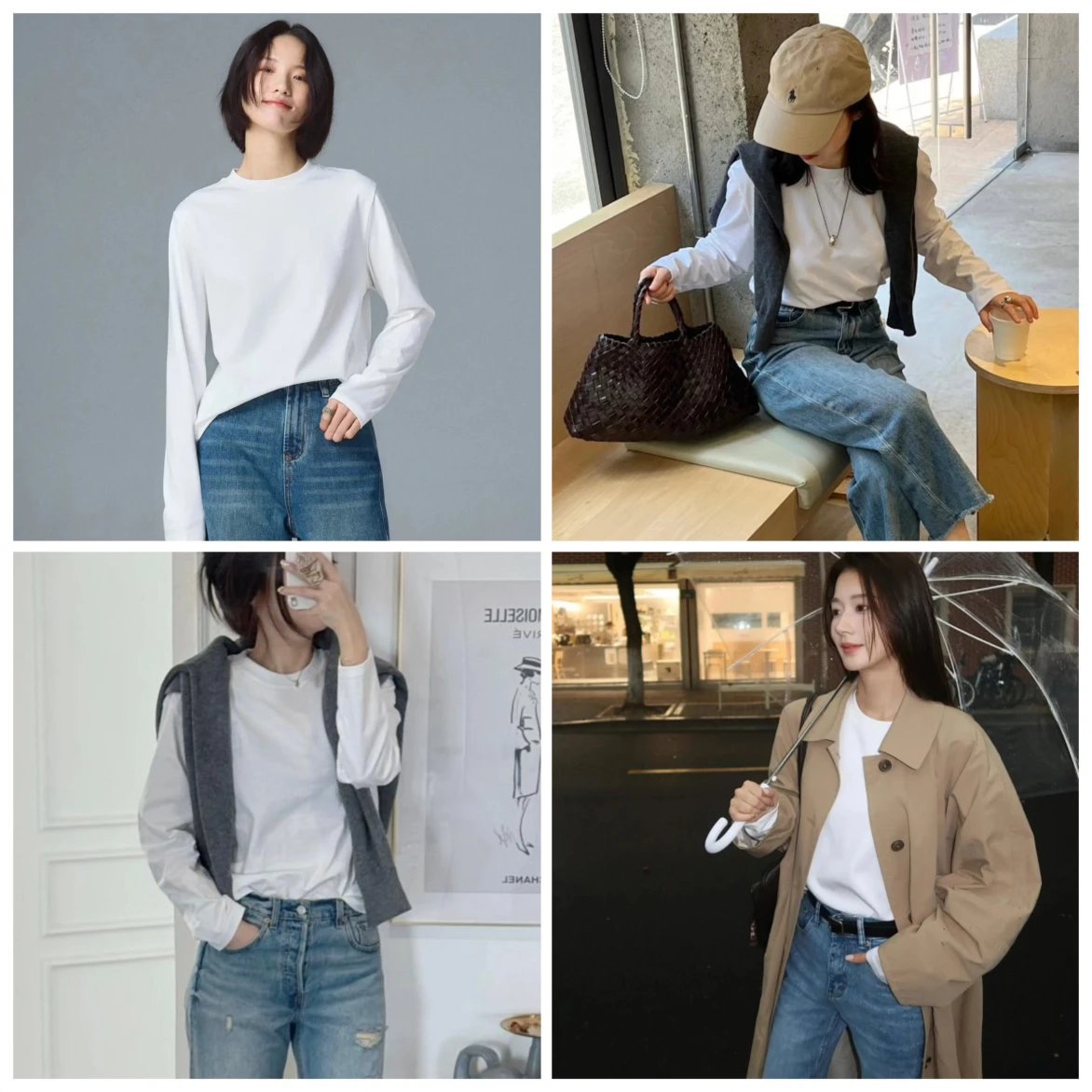 直发【升级版】更加柔顺的600克新疆长绒棉小白T 长袖T恤