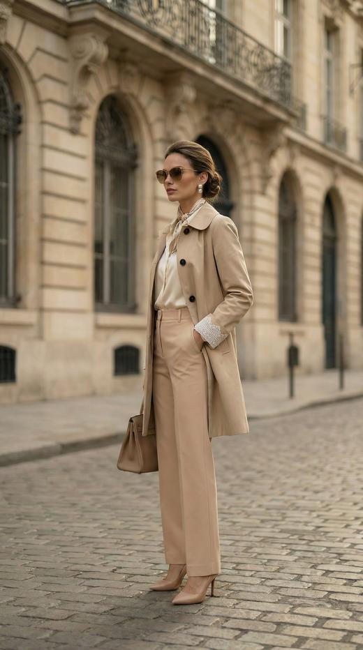 小圆领设计贴花边袖口小A摆风衣 商品图2