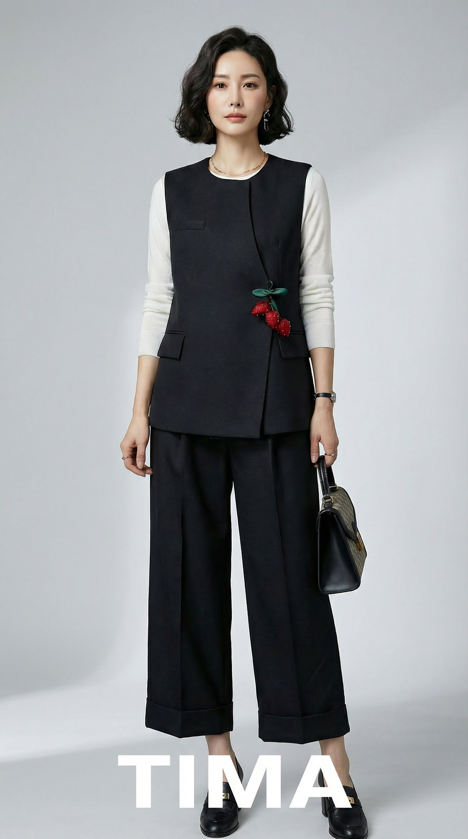 不对称设计弧形摆设计马甲