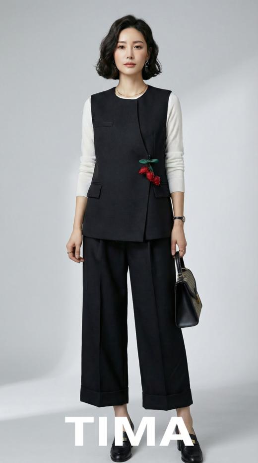 不对称设计弧形摆设计马甲 商品图0