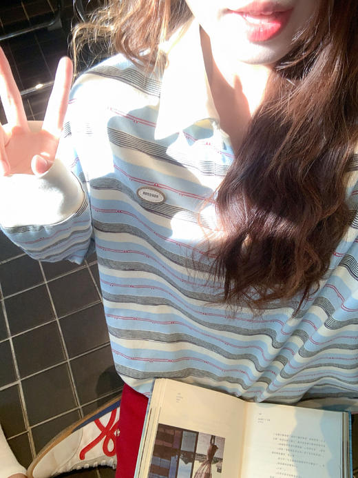 【129元任选2件】现货！韩系条纹长袖polo衫 商品图8