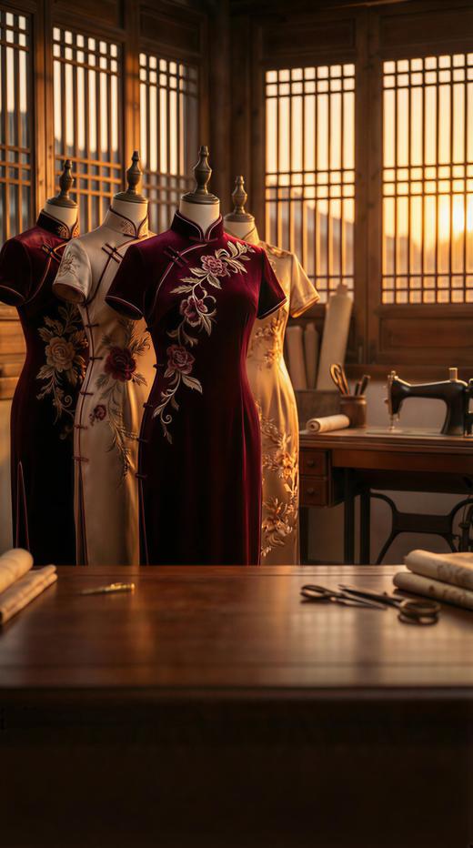 改良优雅贴波浪蕾丝旗袍 商品图2