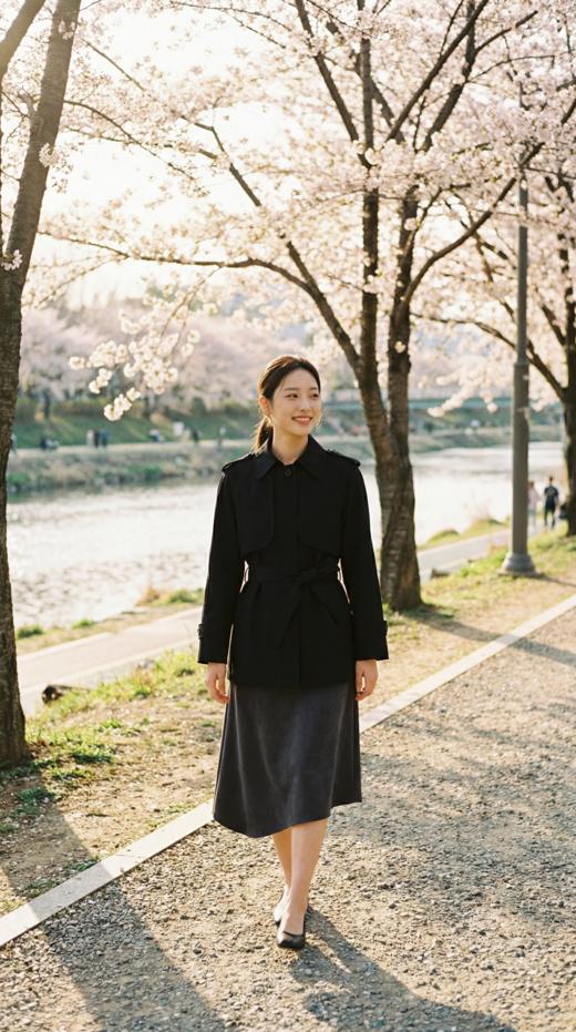 极简翻领双搭片短风衣（附腰带） 商品图2