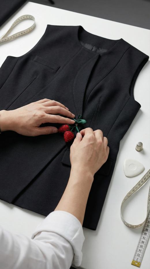 不对称设计弧形摆设计马甲 商品图3