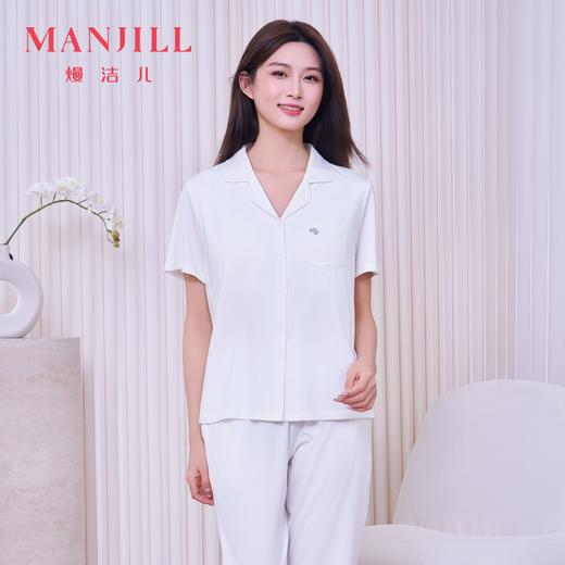 【商场同款】熳洁儿带杯垫短袖七分裤家居服女士套装翻领开衫贝贝安系列26203233 商品图1