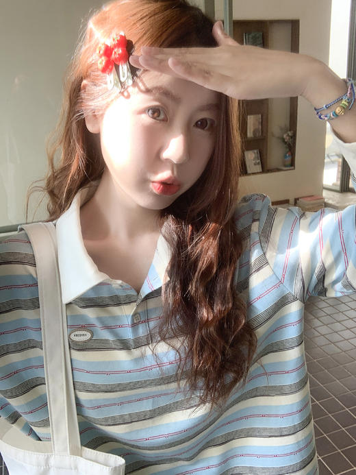 【129元任选2件】现货！韩系条纹长袖polo衫 商品图7