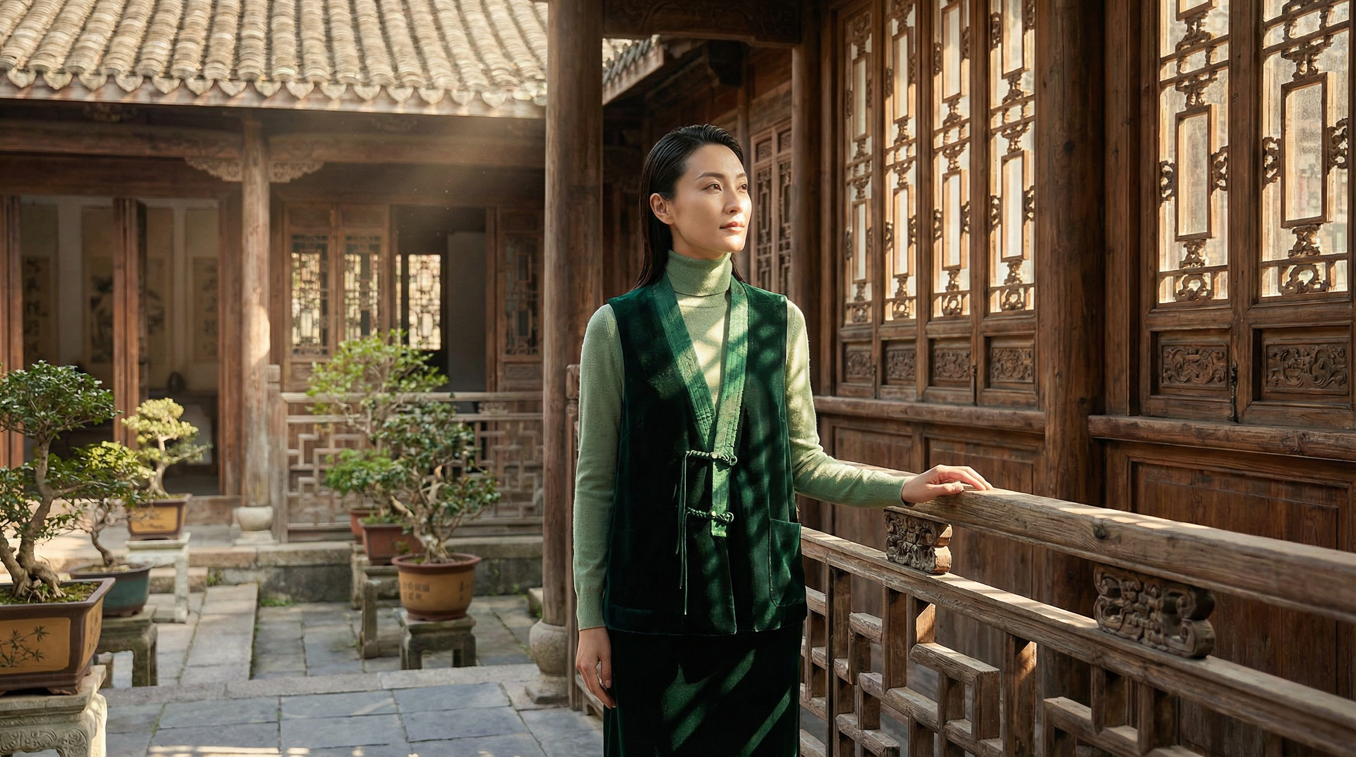 国风别致盘扣百搭V领马甲