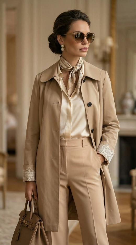 小圆领设计贴花边袖口小A摆风衣 商品图3