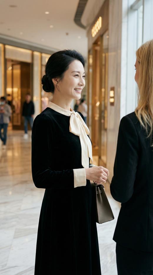 撞色蝴蝶结飘带收腰连衣裙 商品图2