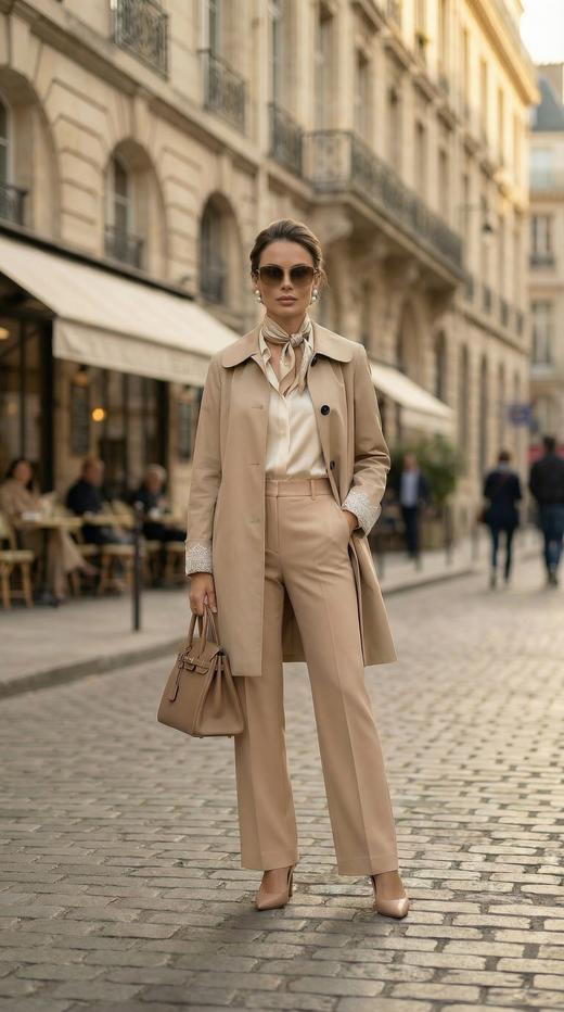 小圆领设计贴花边袖口小A摆风衣 商品图0