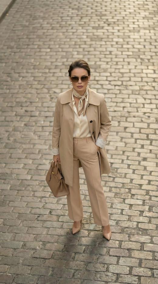 小圆领设计贴花边袖口小A摆风衣 商品图5