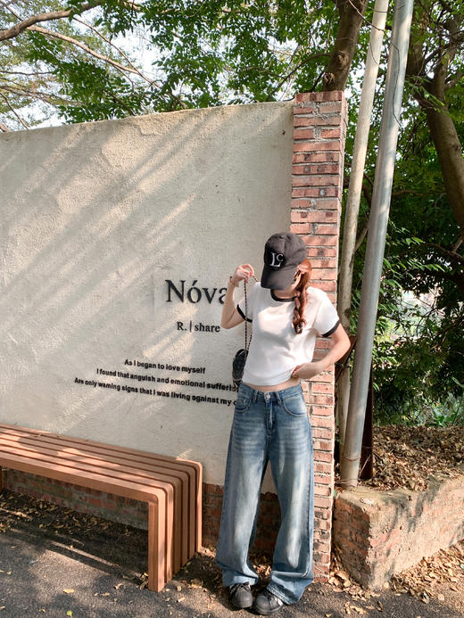 <曾小咸推荐>3.13现货秒杀 ！微信超特价！韩系撞色字母刺绣短款t恤 日常109.99 立减50 秒杀59.99！！ 商品图6