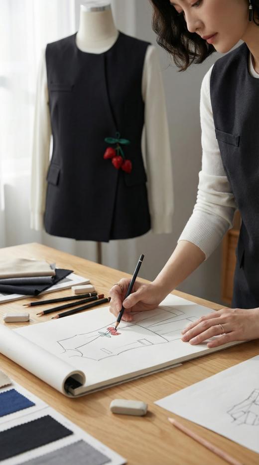 不对称设计弧形摆设计马甲 商品图9