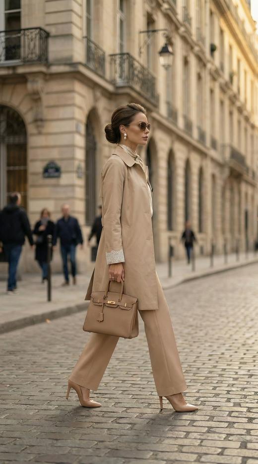 小圆领设计贴花边袖口小A摆风衣 商品图1