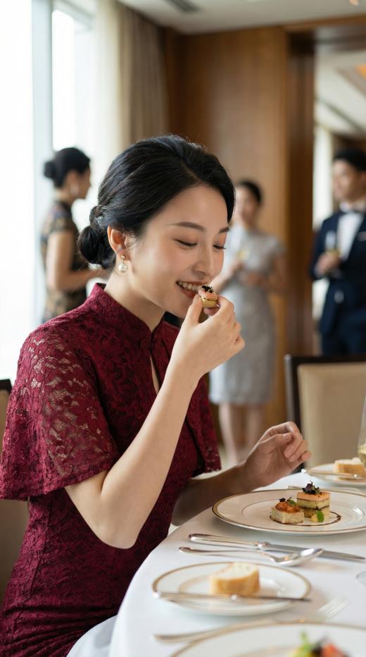 斗篷披肩蕾丝旗袍裙 商品图1