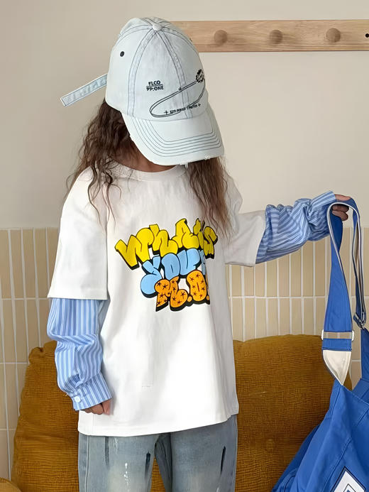 ✨明星同款mini版爱豆炸街款‼️亲子出街回头率爆表！【吉米故事▪mini版爱豆同款假两件亲子T恤】 谁懂啊！刷到宋雨琦舞台上这件假两件T，1~秒穿出层次感的叠穿宝藏 商品图5