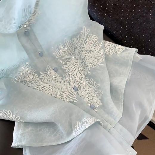 国风别致设计款上衣 今年流行 漂亮别致独特绝美 时尚小众设计 高奢百搭宽松蓝色上衣夏 商品图4