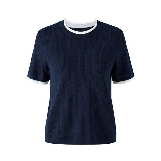 「高货wl」全新升级【铂金会员220/天猫289/差价69】(95139)洛诗琳立体挑孔织花羊毛短袖上衣2026春夏气质撞色针织衫 商品图4