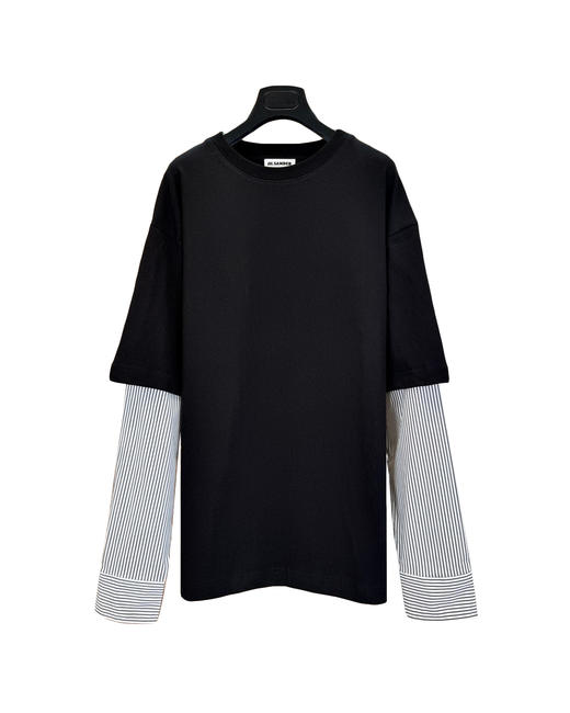 中性款假两件长袖T恤he 商品图0