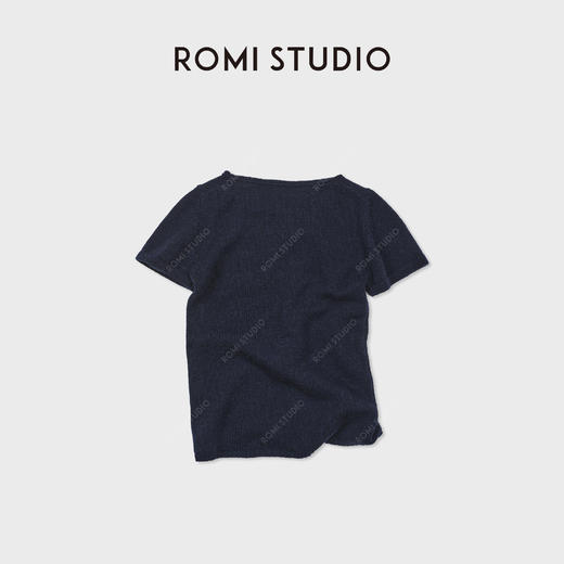ROMI STUDIO“体感轻盈”羊绒羊毛卷边圆领套头短袖毛衫RWDSST1821 商品图1