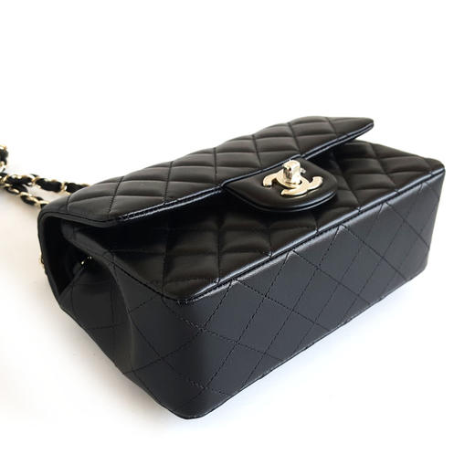 【全新】CHANEL香奈儿CF系列A69900 Y04059 94305黑色淡金扣大迷你mini羊皮CF链条包单肩包女士090326TJ26 商品图7