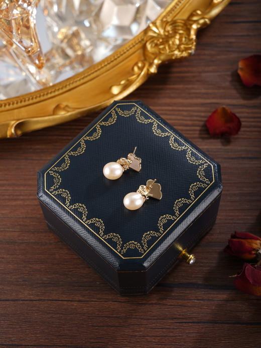 子佩集【幸好相遇】银S925珍珠惜王妃耳钉【E3913】双色银杏叶2602 商品图7