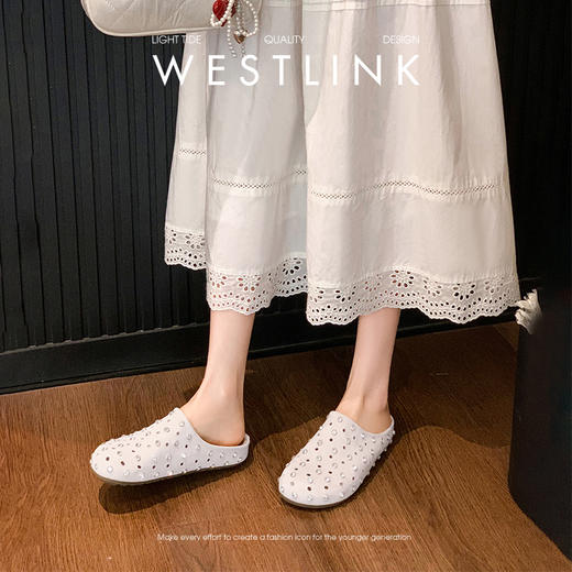 【限时秒杀】西遇包头半拖鞋女2026春夏季新款水钻镂空透气一脚蹬勃肯鞋凉拖鞋V0066321 商品图2