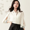 剩 米思阳新款气质职业镂空袖衬衣宽松白色翻领衬衫上衣女8T23AC0214 商品缩略图2
