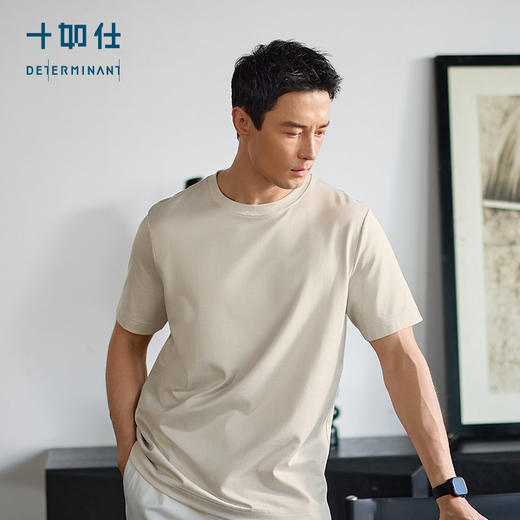 【门店同款】十如仕春夏新品微弹罗纹圆领微肌理桑蚕丝T恤短袖T23-02 商品图0