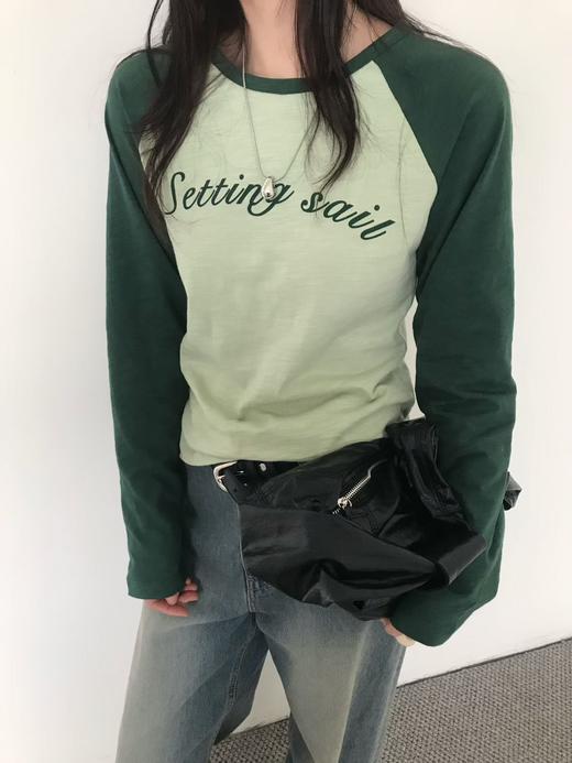 老米优品🎈3-5天！韩代同款！《竹节棉⛵ 航海风字母插肩撞色美式tee》把自由与热爱穿在身上，小宽松版型，舒适自在~ ！T260312A 商品图7