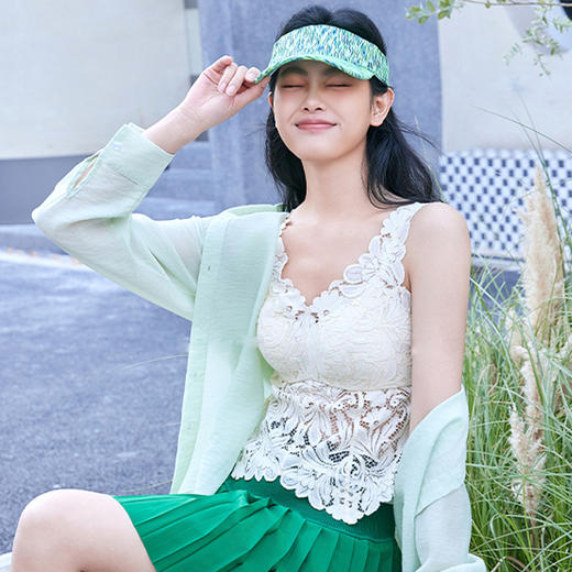 【带胸垫】女士新款蕾丝长款背心宽肩带美背背扣【FF26523】 商品图1